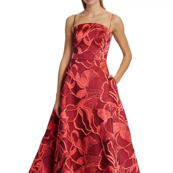 Floral Jacquard Sleeveless Gown
